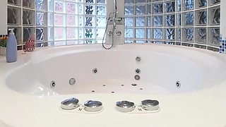 Three Friends in the Bathroom Get It on in the Shower with Vibrators