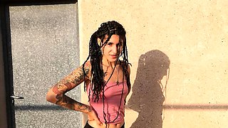 Smooth ass Latin woman anal masturbating in chatroom