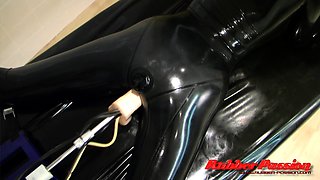 Feet fetish brunette babe masturbating with toys
