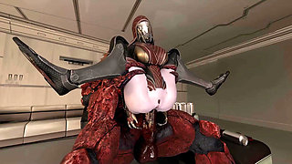 fat monster cock fucks her tight asshole . her asshole was destroyed. Lara 3D Animation