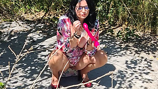 50 Plus Mature Beauty Masturbates Outdoor