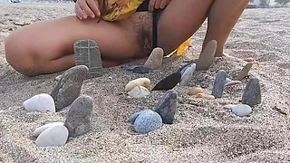 Sexy MILF Has a Gang Bang Fantasy on the Beach and Pisses