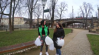 Cheerleader tryouts turned into a wild threesome with Katarina Rina and Serina Gomez