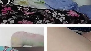 Amateur Wife Fingers in Pussy Orgasm. Latina Hairy Pussy Masturbates with Moans
