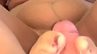 Footjob POV in Light Stockings and Cumshot on the Ball of the Foot