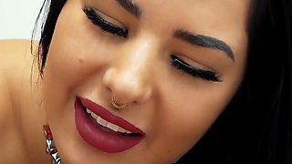 Curvy British babe POV BBC foreskin blowjob