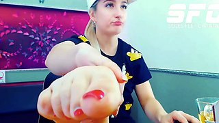 Flexible foot fetish masturbating with feet and hands