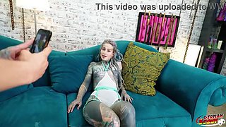 German Tattooed Teen Anuskatzz Takes Rough Anal Casting with Jason Steel