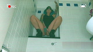 Tattooed Slut Squirts All Over The Bathroom Then Tastes Her Juices