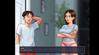 My stepmom is masturbating and my stepsister and I are watching.