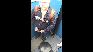 Bearded Hunk Strokes Cock Outdoors in a Porty Potty