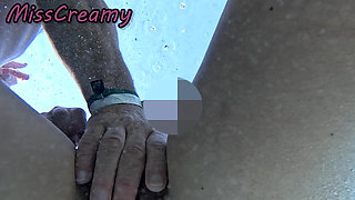 Flashing My Pussy in Front of a Student in Swimming Pool and Helps Me Masturbate - It's Very Risky with People Near