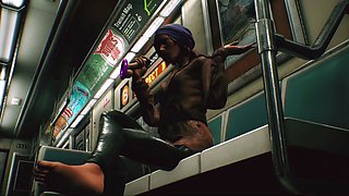 (unreal engine animation) public footjob in subway