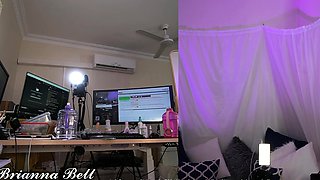 Blonde tight pussy babe solo toy fun in glamour masturbation