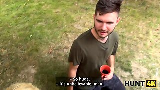 Hunt4k. blonde was riding hunter\u2019s rod while her bf was abjected