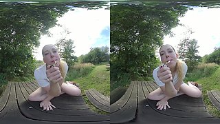 Aloralux - Smoking Bench; Amateur Outdoor Flashing her Tits