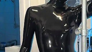 Solo 1: Showcasing Studio, Black Latex Catsuit, and Huge Red Cobra Strap-on