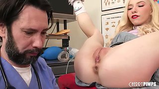 Ruined! Doctor caught fingering his petite hot blonde patient