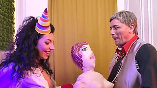 Hot and horny dad celebrates by fucking a tight Czech teen