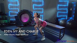 Eden Ivy's tight ass takes a massive cock in a workout session with Charlie Dean