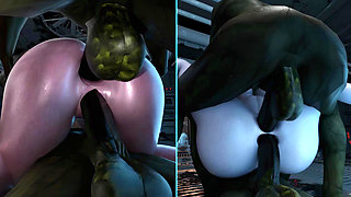 Lara and Tifa suck ogre cock while getting fucked in the pussy and ass at the same time. Monster fun 3D Hentai Game