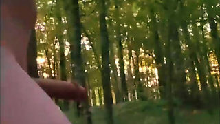 Femboy walking naked in the forest went for a morning walk