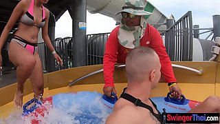 Water park fun with big bum Asian GF