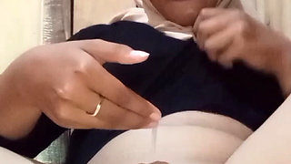 Horny Hijab Girl Comes Home From College Masturbating Until White Mucus Comes Out of Her Vagina