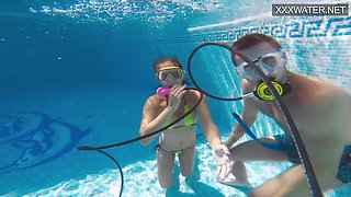 Perfect body, hot teens, underwater pool