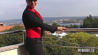 Busty babe Kora Kryk naked on public in Croatia