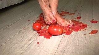 Hot Latina Tramples on Tomatoes and Gets Her Beautiful Feet Dirty!