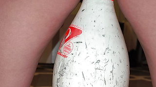 Bowling pin fucked for squirting