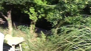 Muscled French Chicks Enjoying Anal Threesome by the Pool