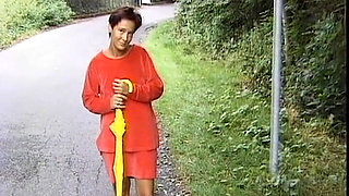 German Brunette Masturbates Outdoor