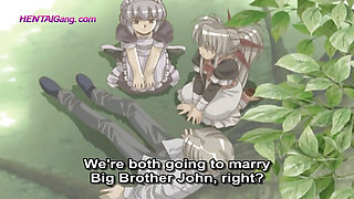 Horny maid moans in the hay as farm boy pumps a creampie deep between her huge tits! (Subtitled)