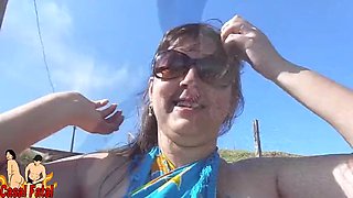 Chubby brazilian wife naked on public beach