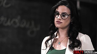 Big ass student Sophia Burns anal sex after class in front of hot teacher