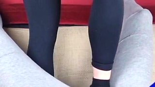 Ballbusting Trampling with Amateur Feet in Black Socks
