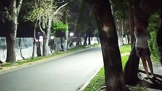 Sex in Outdoor Watch While We Fuck on the Street Flashing Skirt No Panties Caught
