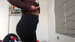 Big ass Indian changing clothes in her room