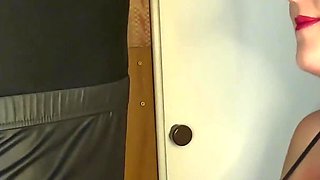 Latex Domina & Her Cum Shooting Sissy