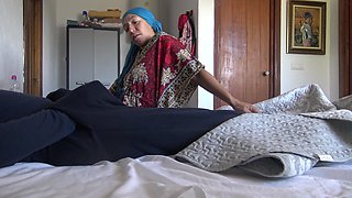 This Turkish Granny Is Shocked!!! I Take Out My Big Cock in Front of Her.