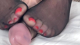 Mrs Mature Feet Showing All Her Feet Lovers Her Soles and Toes in Sheer Black Hold Ups. Part 1