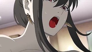 Animo Hentai: Yor and Loid Cartoon Sex - Big Booty Anal, Cowgirl Riding, and Cum on Tits