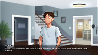 My stepmom gets in front of me to masturbate watching her - Summertime Saga