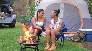 Camping trip turns intimate for these hot babes during a soft lesbian tryout