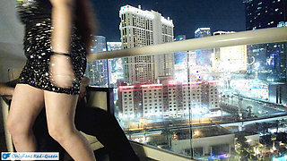 Romance And Sex Outside On A Balcony Overlooking The Las Vegas Strip