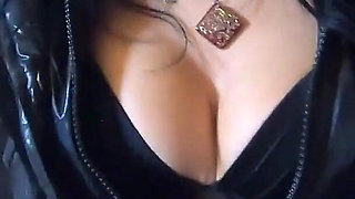 Milfycalla- a Lot of Cum on My Black Down Jacket and Black Leather Leggings 216