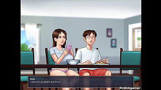 Busty teen wants her boyfriend to fuck while her mom is in the kitchen