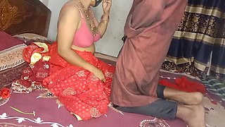 Newest Threesome Desi My Husband's Father First Night Fucked Doggystyle Best Newly Married Wife with Husband's Father